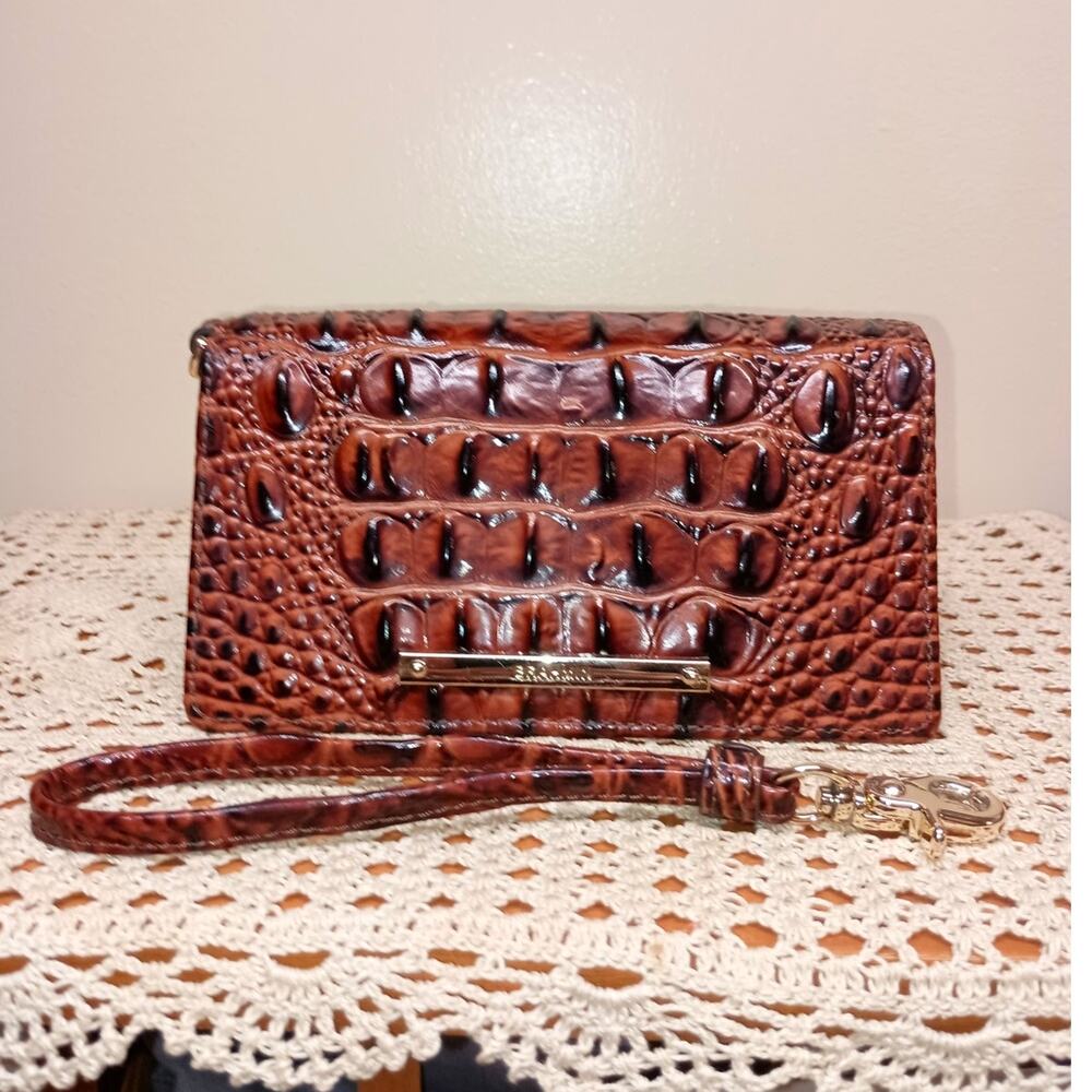 Brahmin Debra Melbourne Embossed Leather Wallet in Pecan